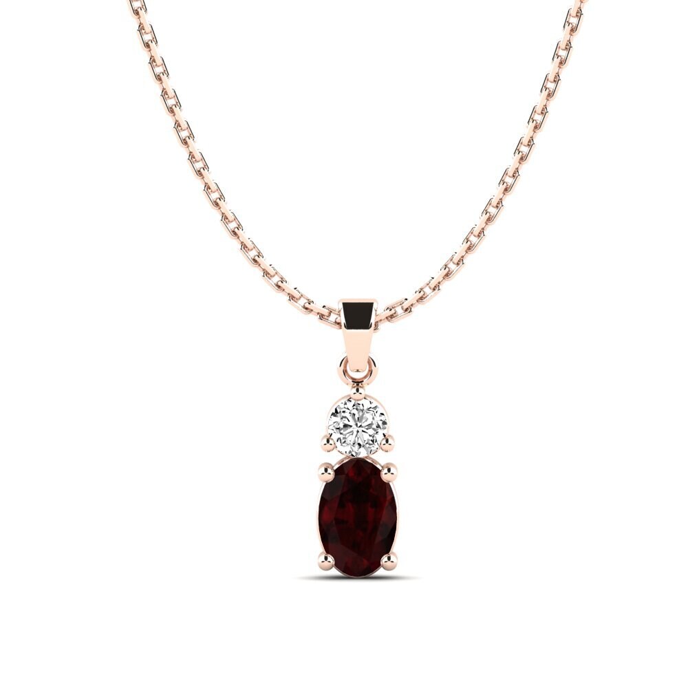18k Oro Rosa Granate Colgante de Mujer Zener