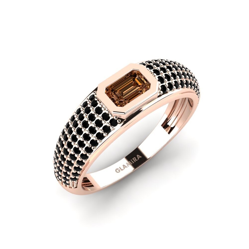 Oro Rosso 750 Diamante Marrone Anello da uomo Ugep