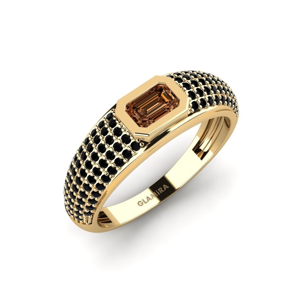 Oro Giallo 750 Diamante Marrone Anello da uomo Ugep