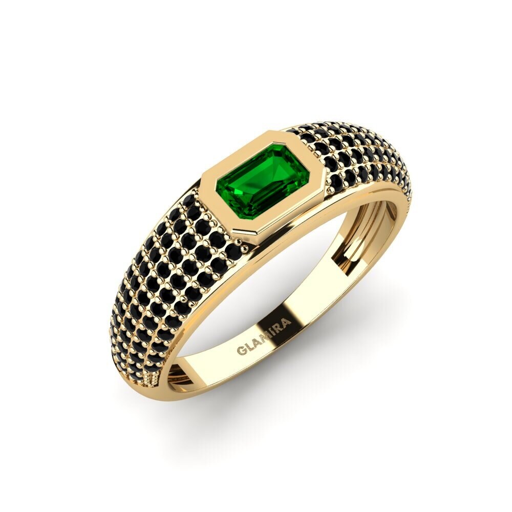 Oro Giallo 750 Zircone Verde Anello da uomo Ugep