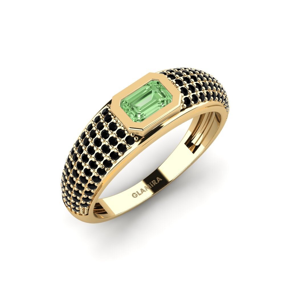 Oro Giallo 375 Diamante Verde Anello da uomo Ugep