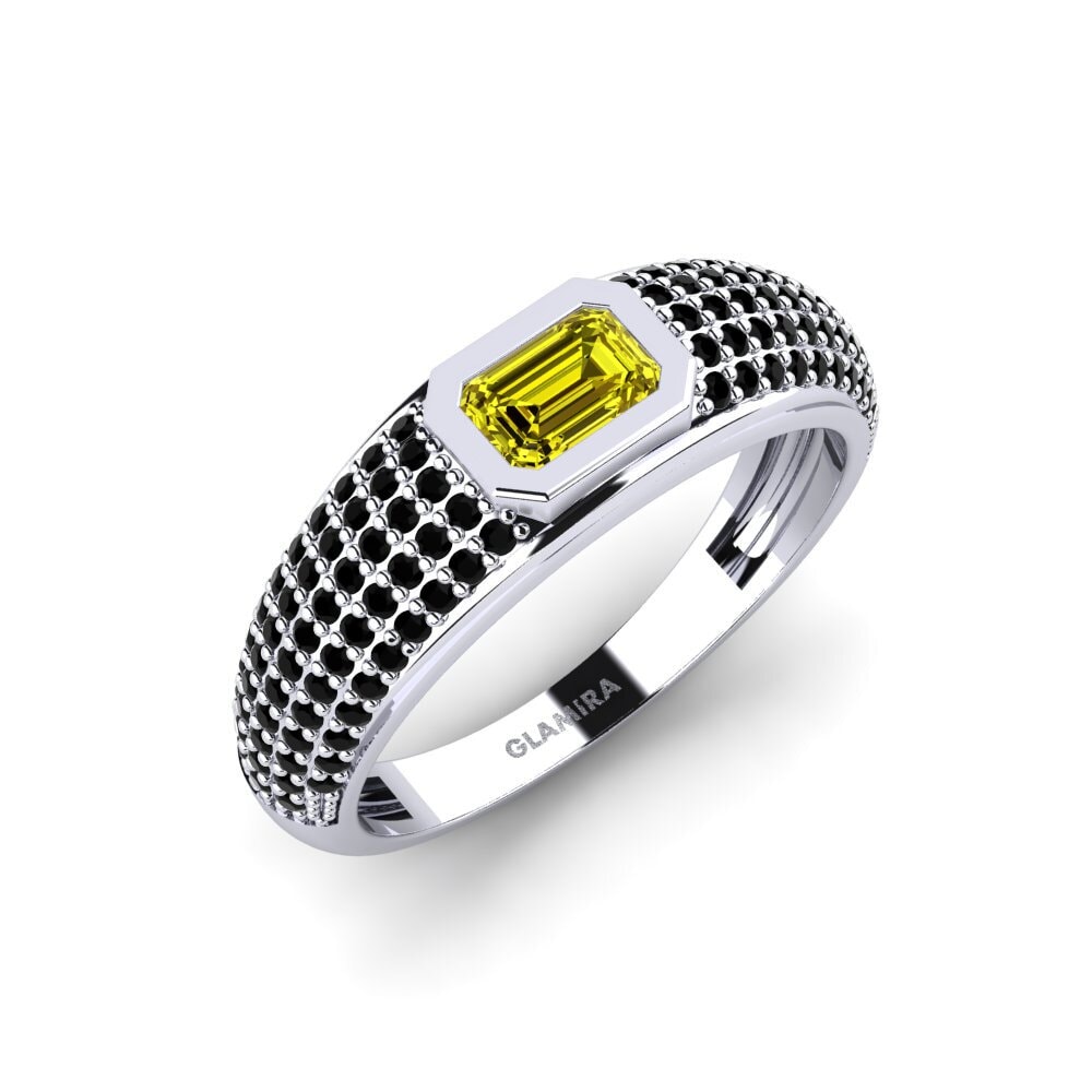Oro Bianco 585 Diamante Giallo Anello da uomo Ugep
