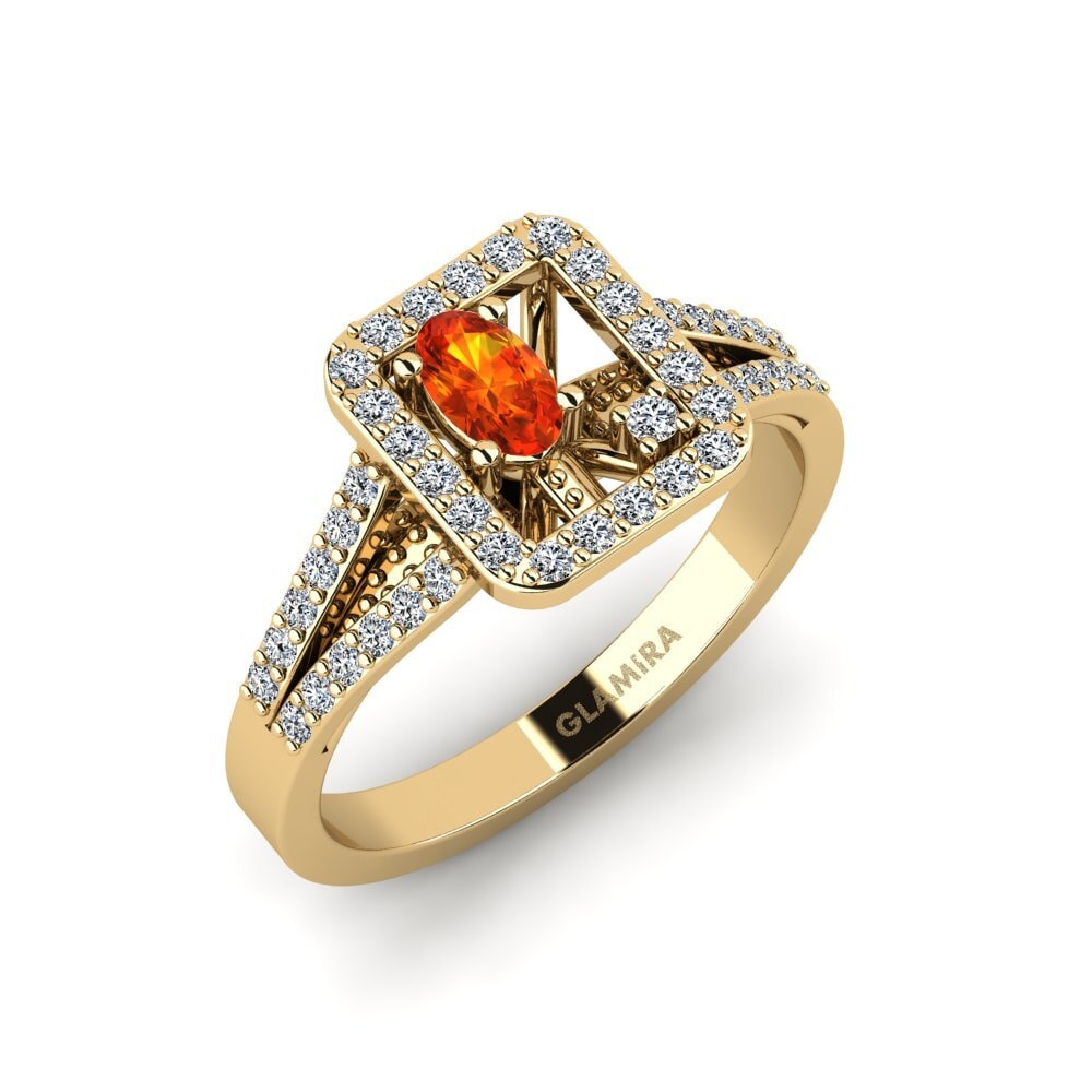 Oval Orange Sapphire Engagement Ring Apterwa