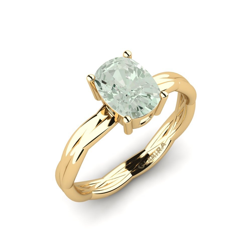 Cushion Green Amethyst Engagement Ring Cushino