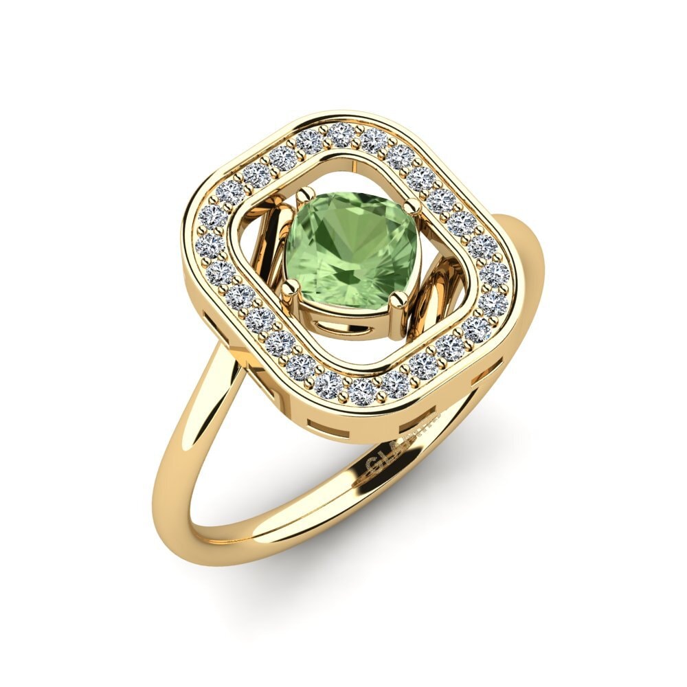 Cushion Green Sapphire Engagement Ring Ellenurp