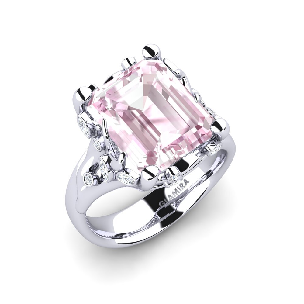 White Silver Kunzite Engagement Ring Gnerspmas