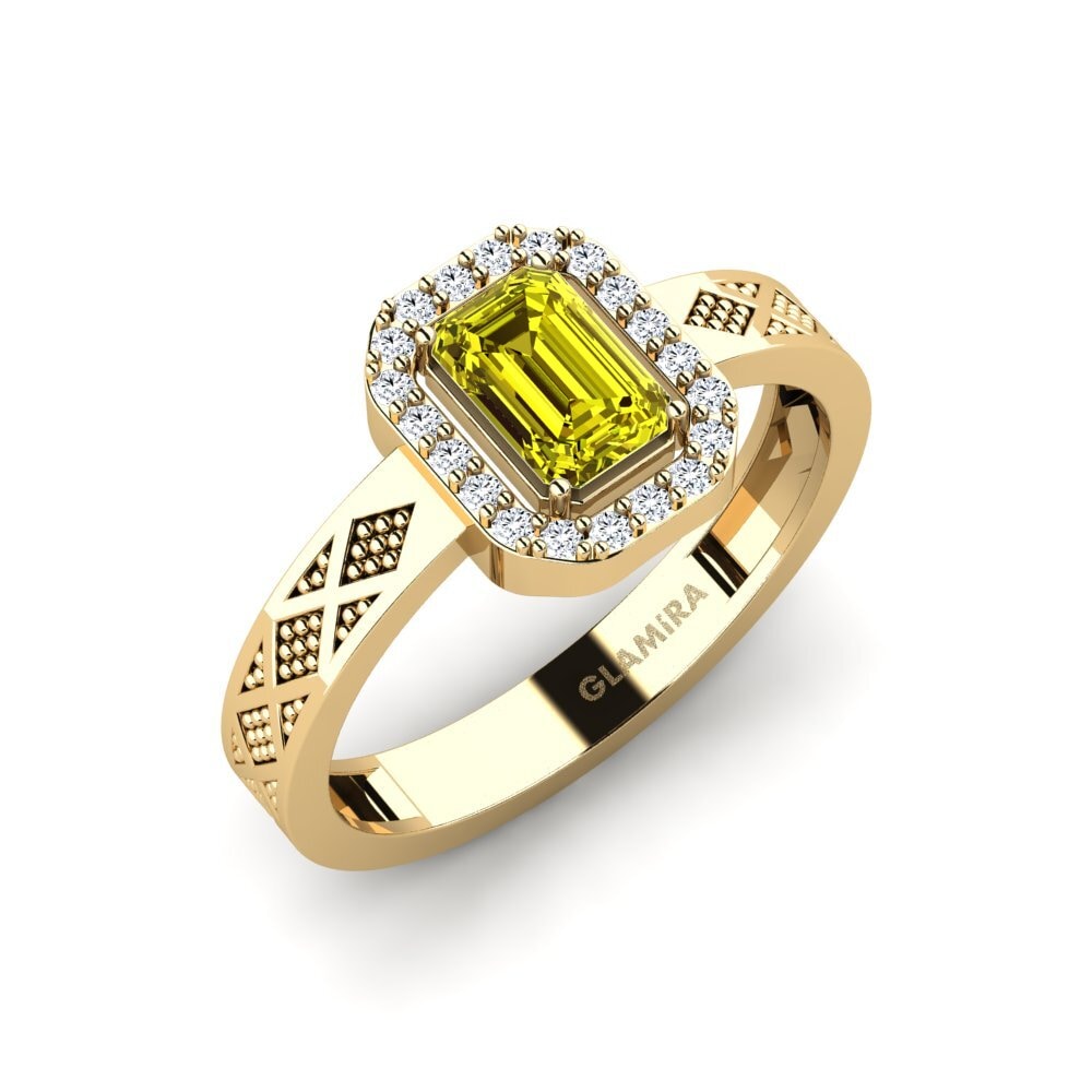 Diamante Amarillo Anillo de compromiso Isaies