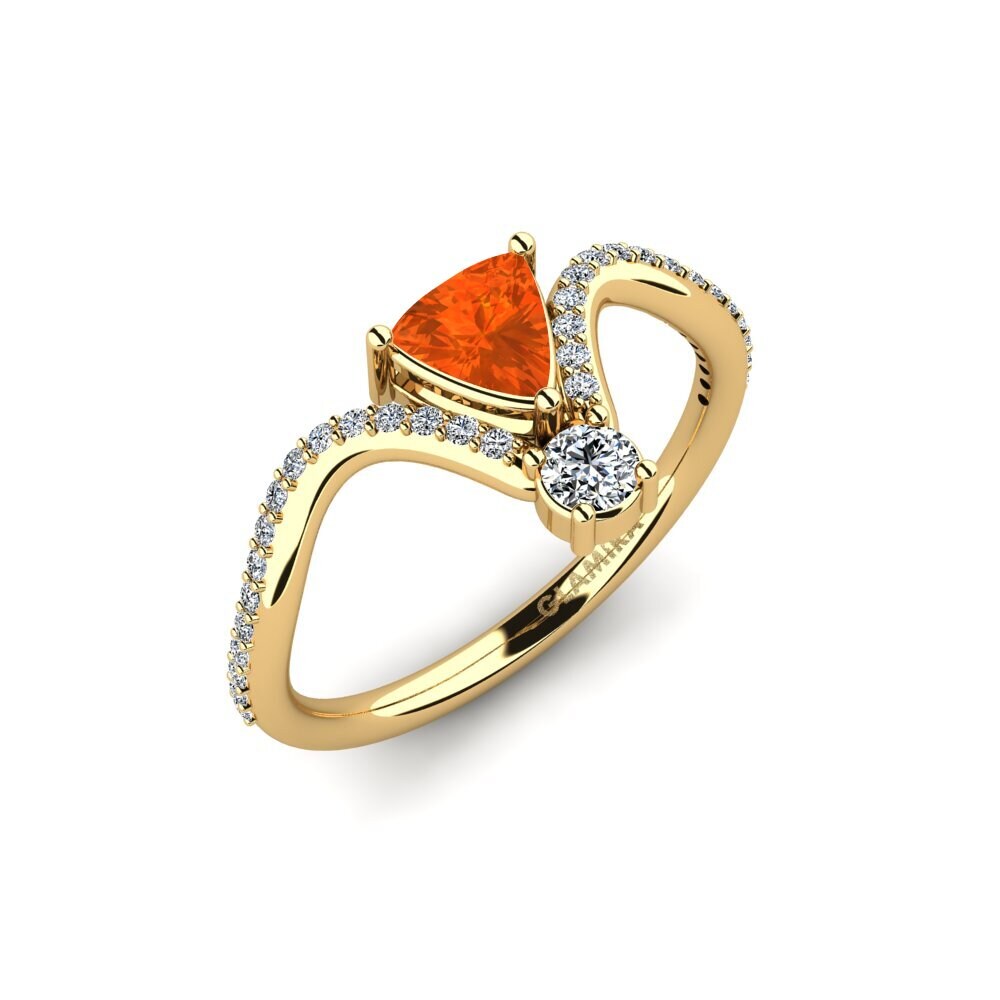 Trillion Fire Opal Engagement Ring Ocellen