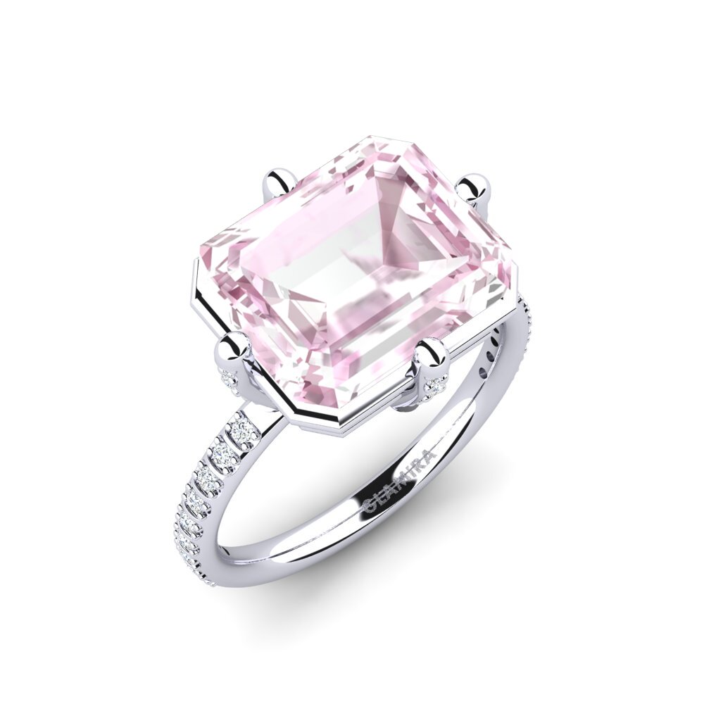 White Silver Kunzite Engagement Ring Odincxb