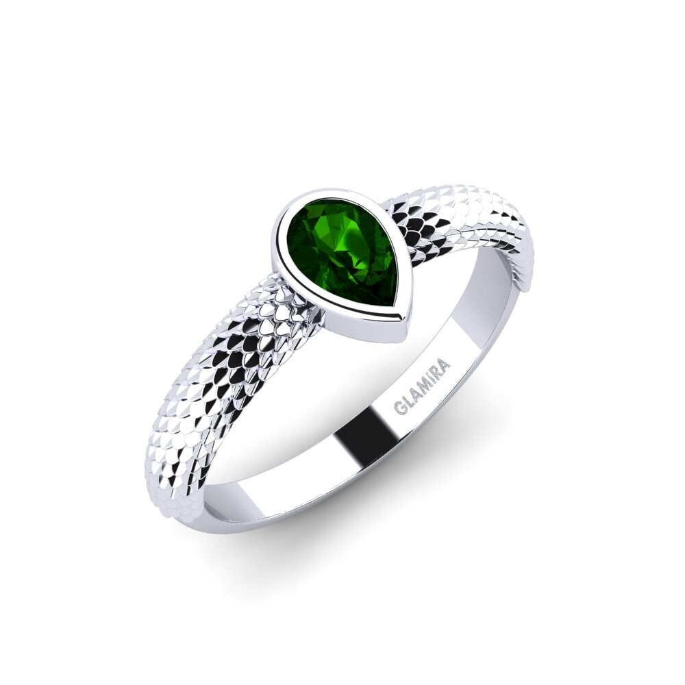 14K White Gold Green Tourmaline Engagement Ring Priest