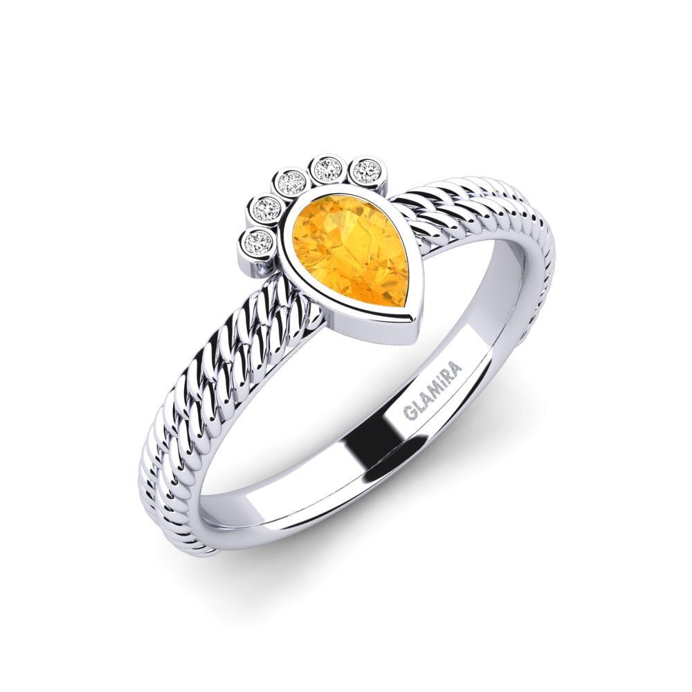 Bague En Argent 925 Et Or 24 Ct Avec Opale Boulder Et Tourmalines Jaunes - Taille 53 - Neuf