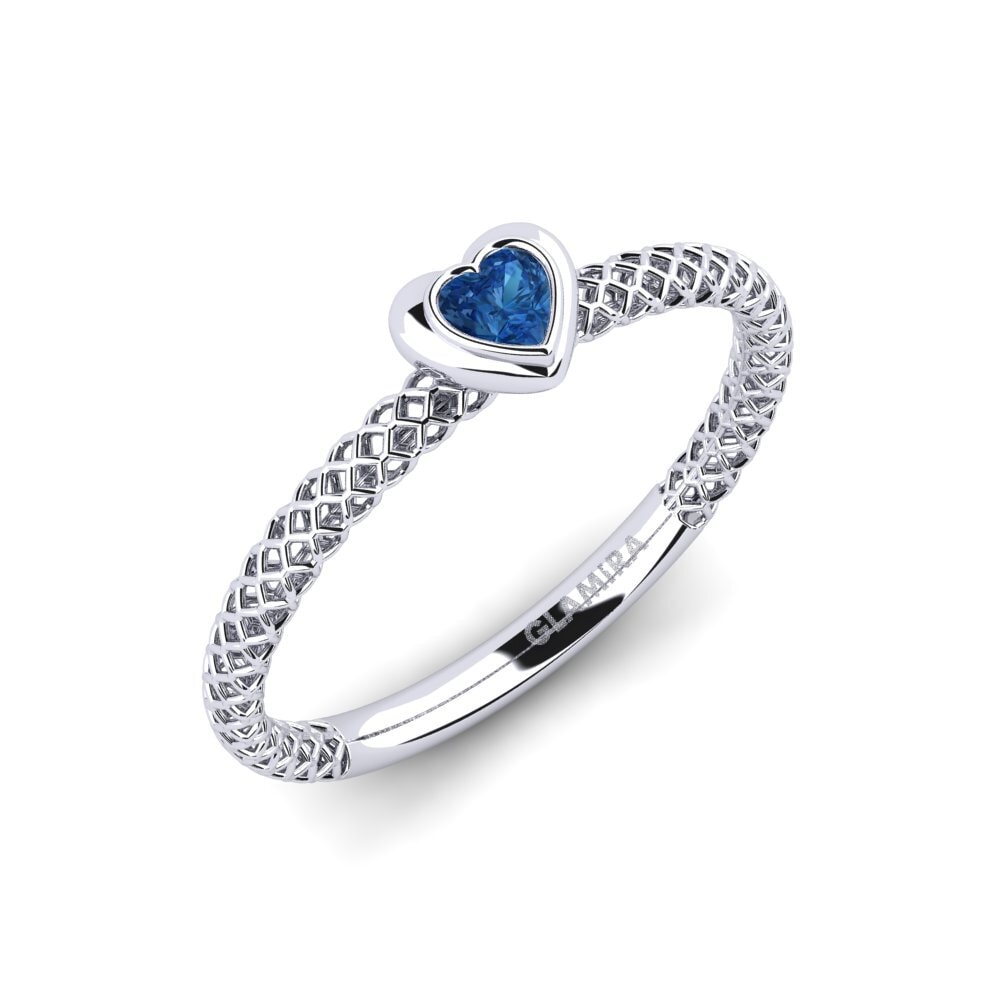 White Silver Dark Blue Zirconia Engagement Ring Westbrook