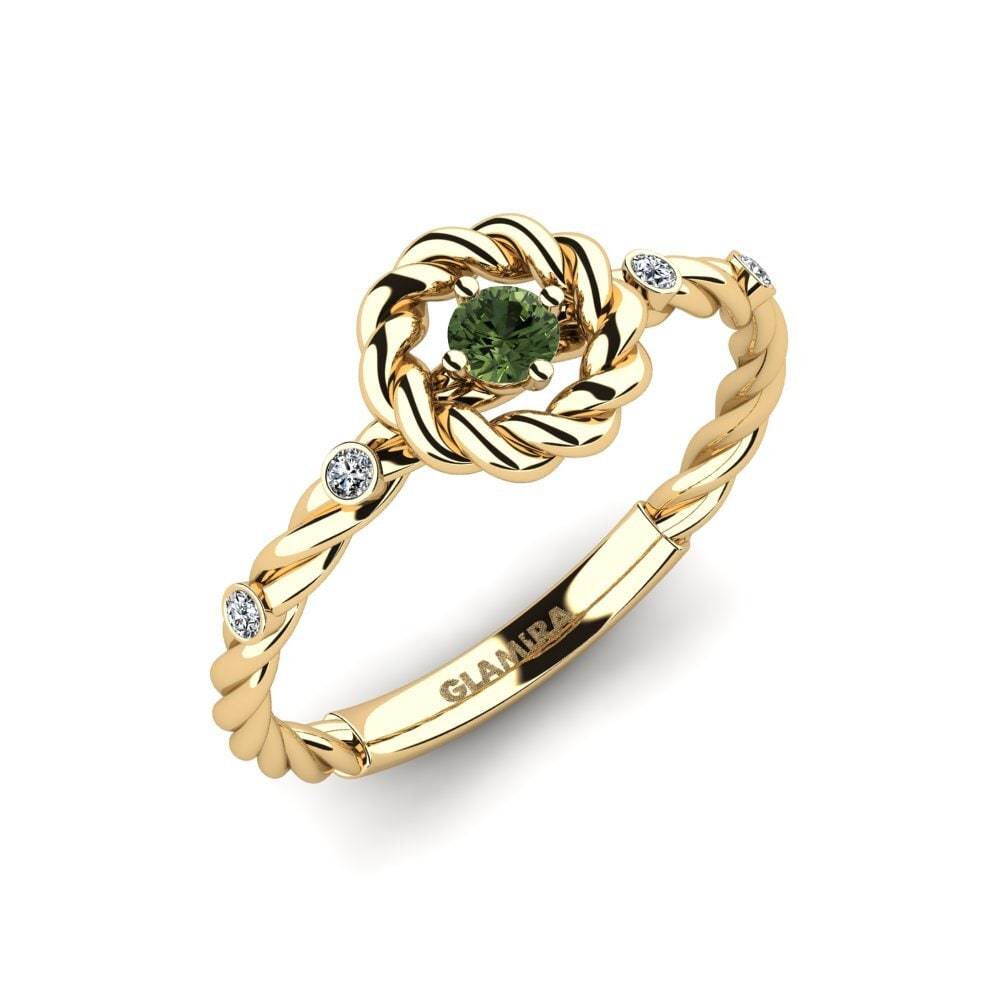Zafiro Verde Anillo de compromiso Rapertur