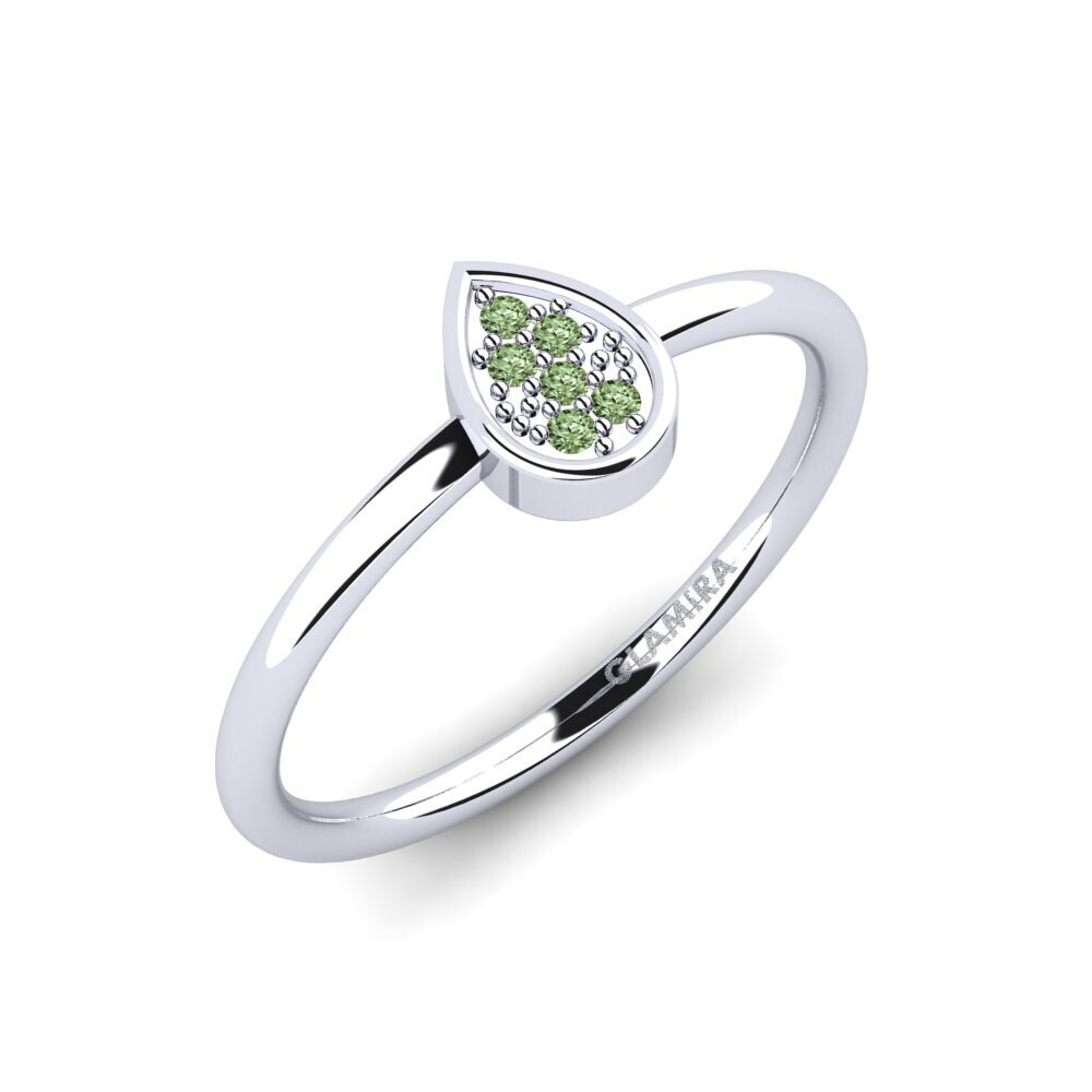 585 Bílé zlato Zelený diamant Zásnubní prsten Roneld