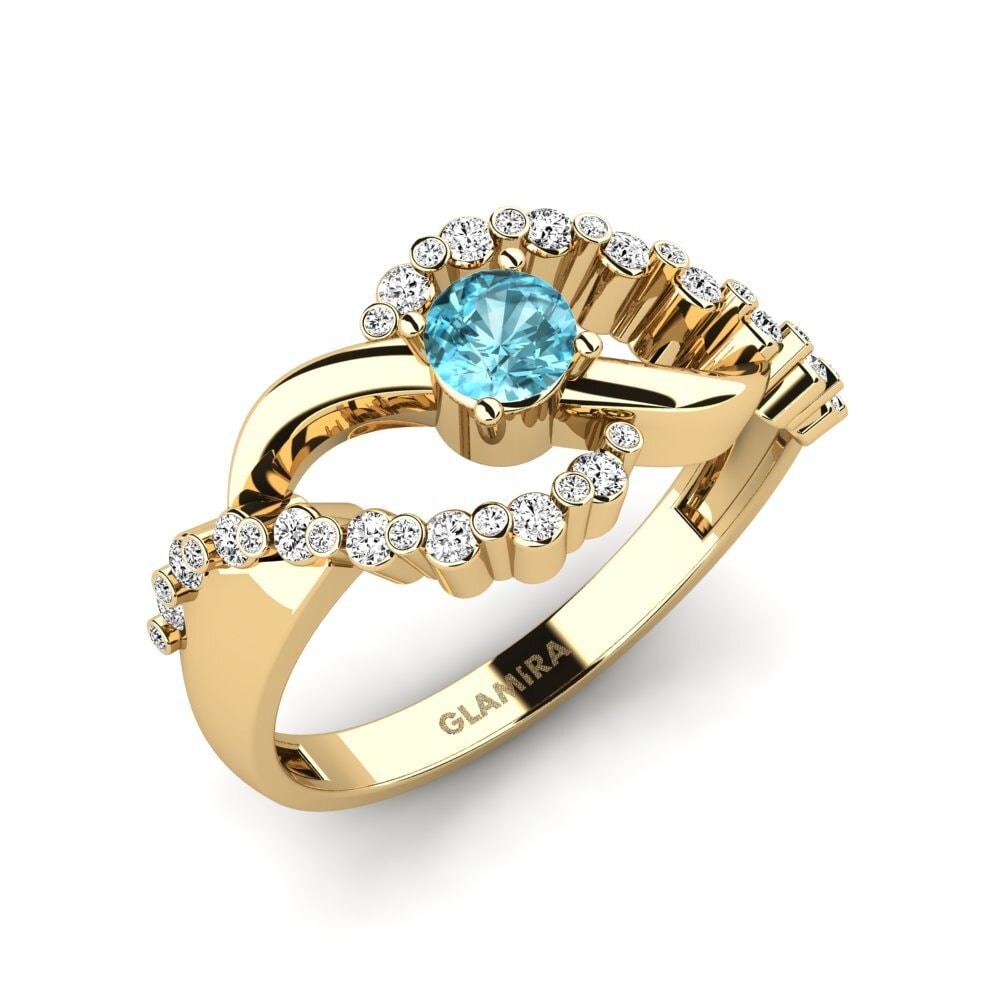 Circón Azul Anillo de compromiso Rowit