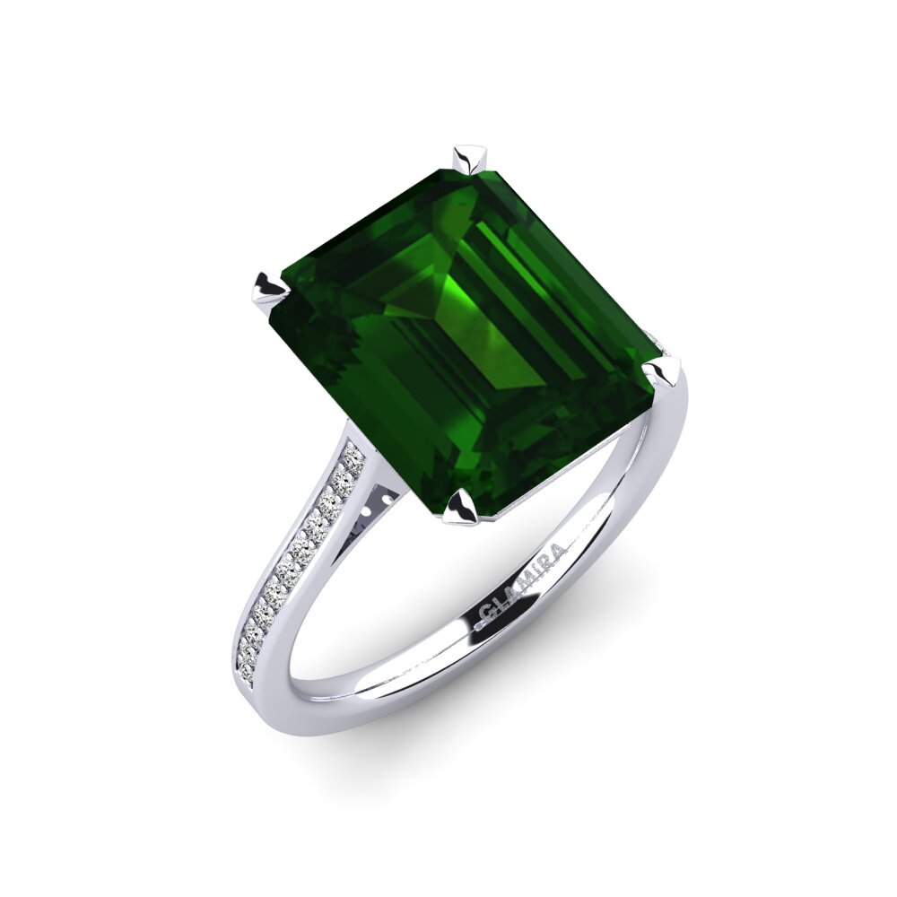 925 Prata de lei Turmalina Verde Anel de Noivado Subtend - 7.0 crt
