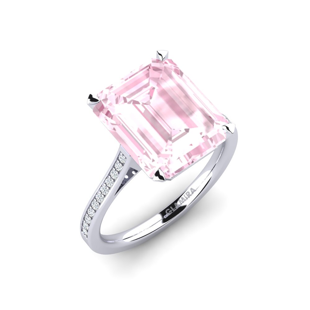White Silver Kunzite Engagement Ring Subtend - 7.0 crt