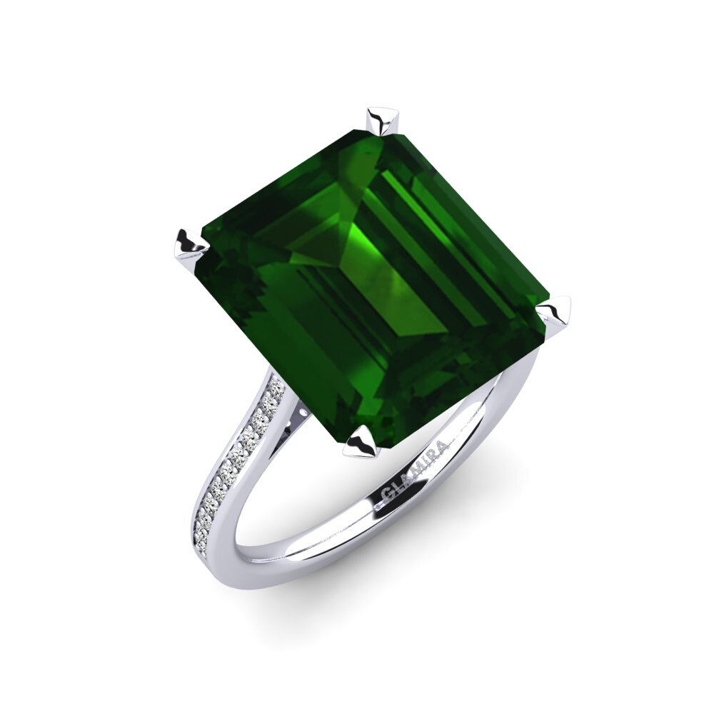925 Prata de lei Turmalina Verde Anel de Noivado Subtend - 11.0 crt