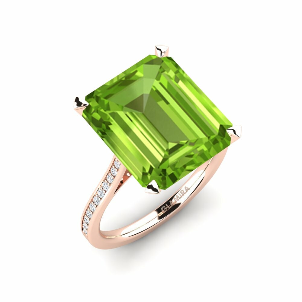 18K Rood Goud Smaragd Peridoot Verlovingsring Subtend - 11.0 crt