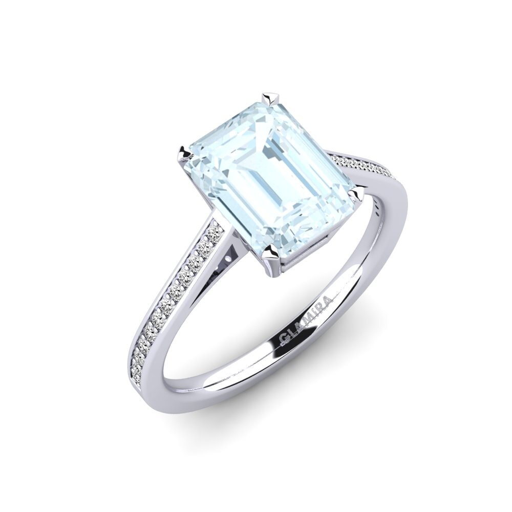 950 Platin Aquamarin Verlobungsring Subtend - 2.68 crt