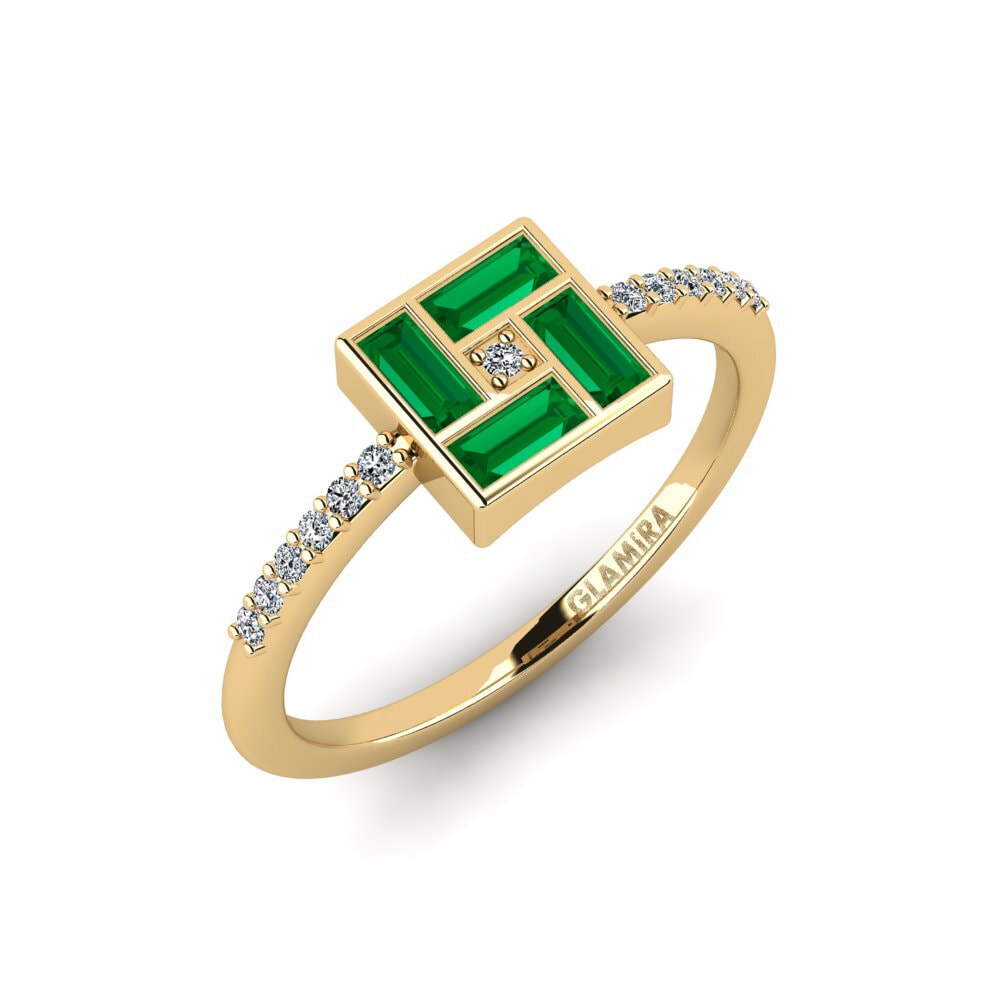 Baguette Green Zirconia Engagement Ring Tyne