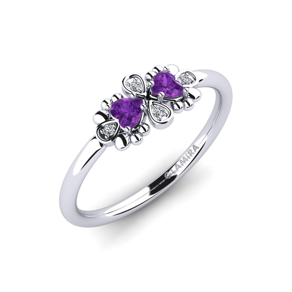 White Silver Amethyst Engagement Ring Unfrill