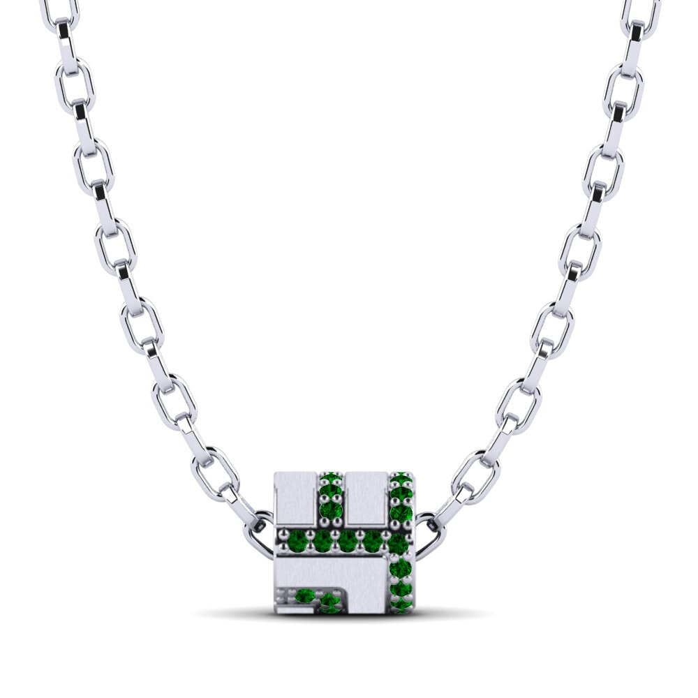 Platino 950 Circonita Verde Colgante para hombre Nashville