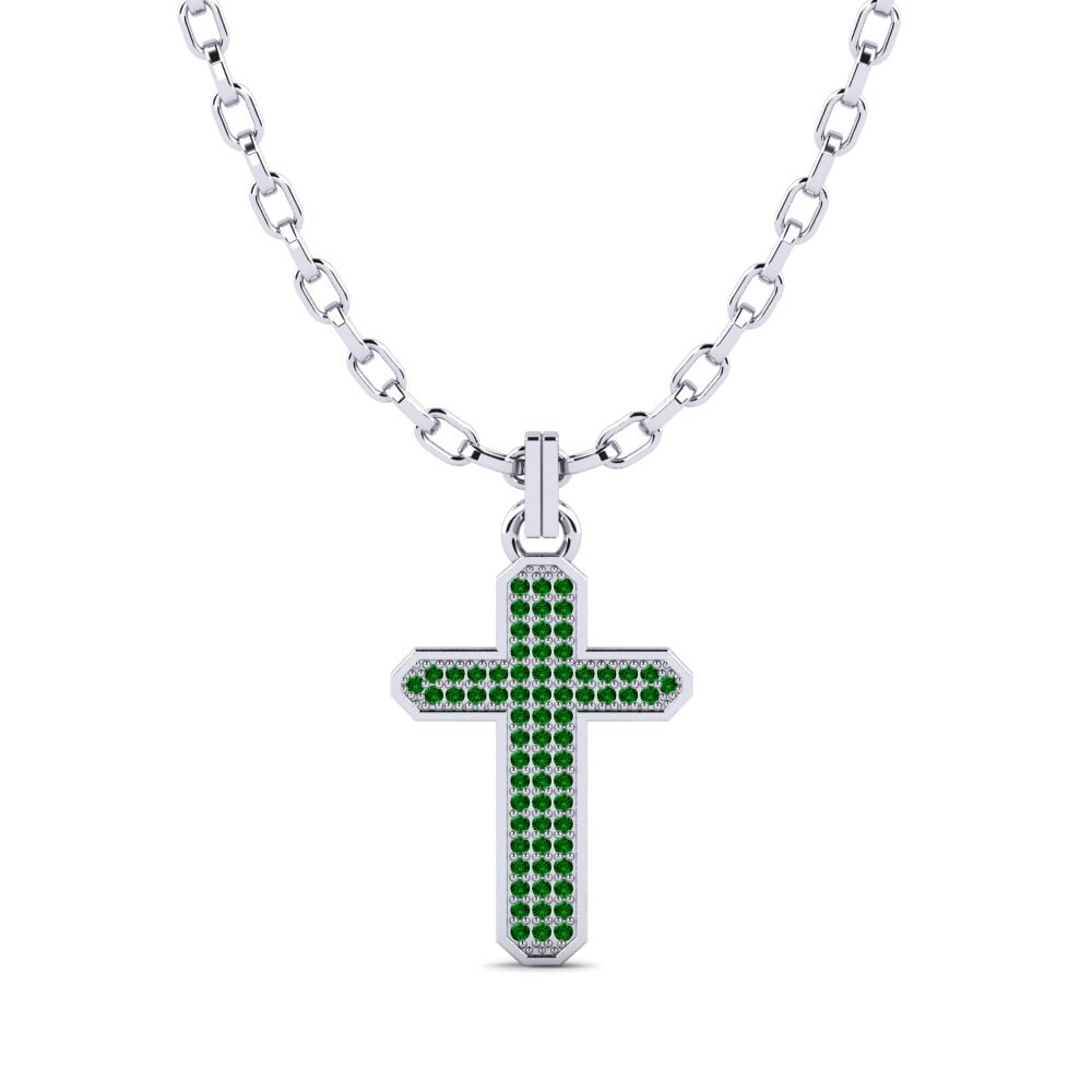 Platino 950 Circonita Verde Colgante para hombre Pamvotida