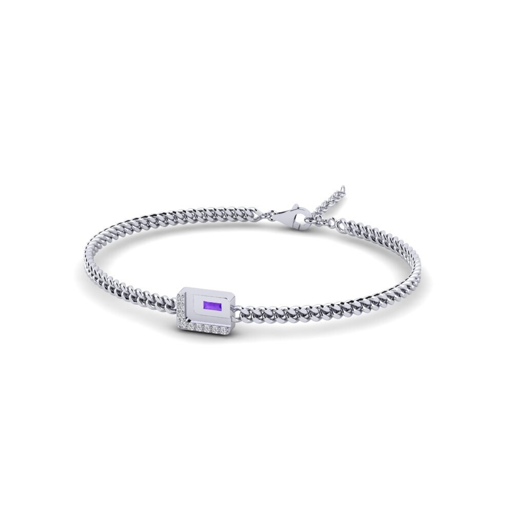 9ct White Gold Amethyst Men's Bracelet Portland