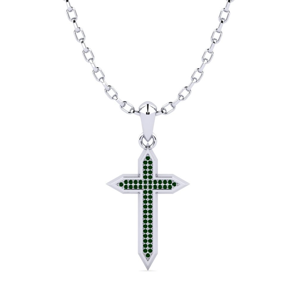 Platino 950 Circonita Verde Colgante para hombre Prespa