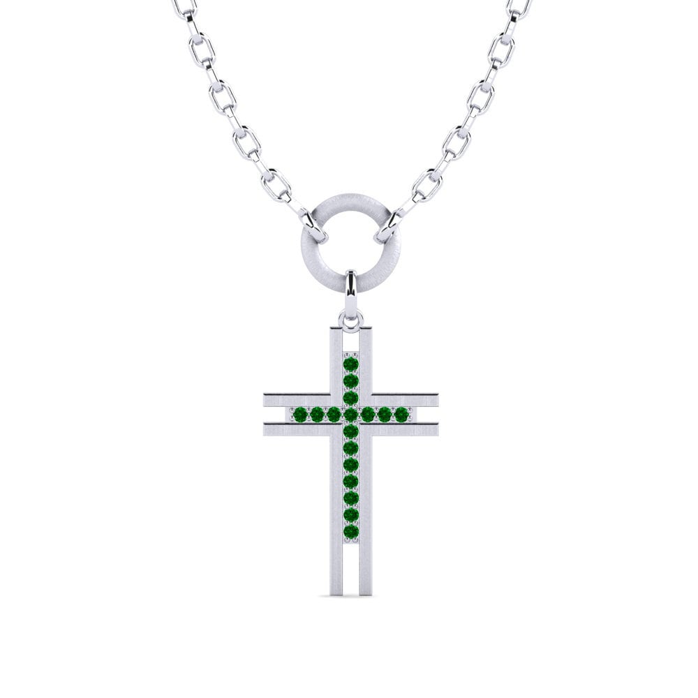 Platino 950 Circonita Verde Collar para hombre Salnase