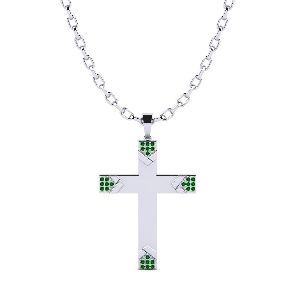 Platino 950 Circonita Verde Colgante para hombre Sesklio