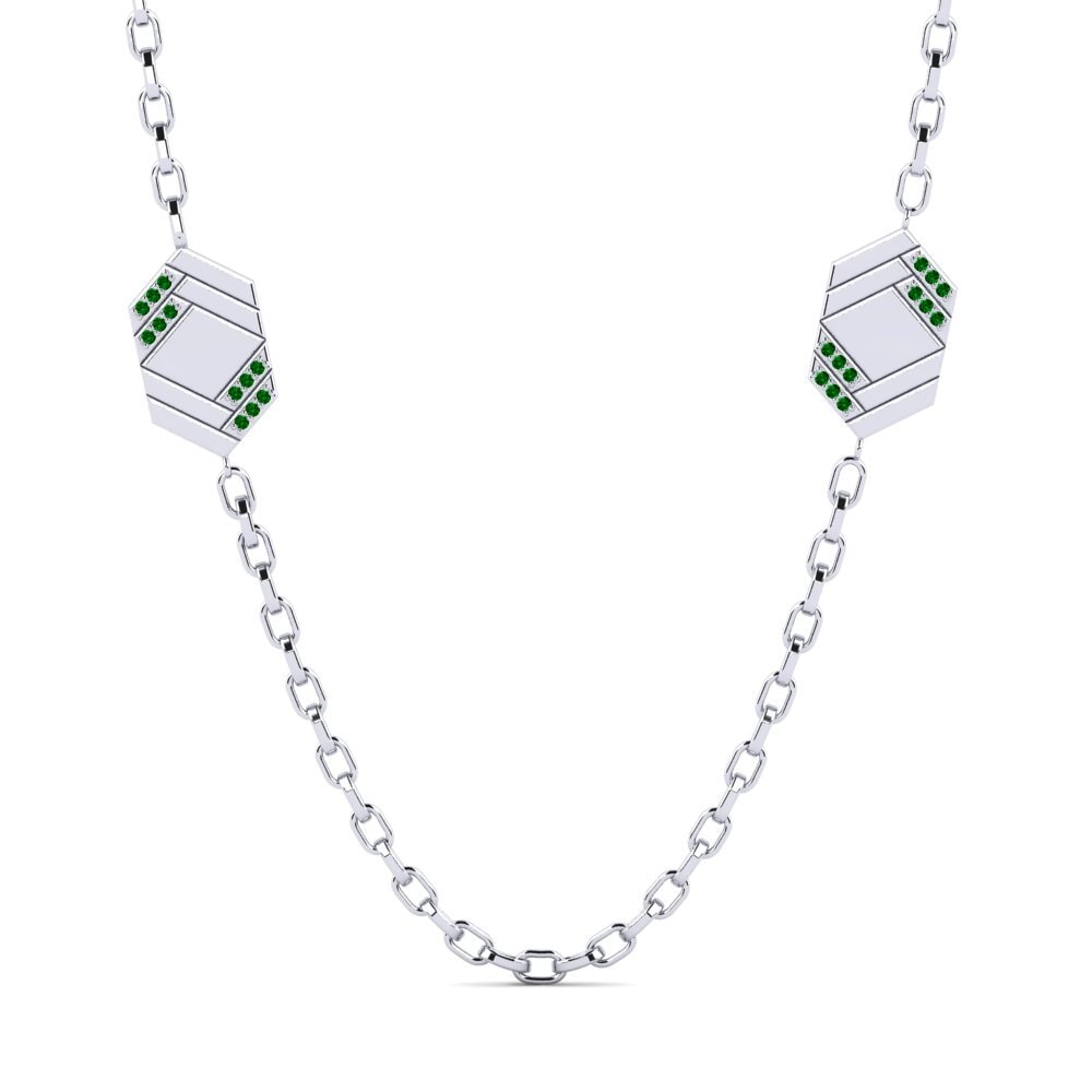 Platino 950 Circonita Verde Collar para hombre Skiathos