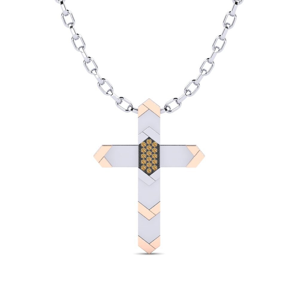 14K Wit & Rood Goud Bruine Diamant Heren hanger Skopelou
