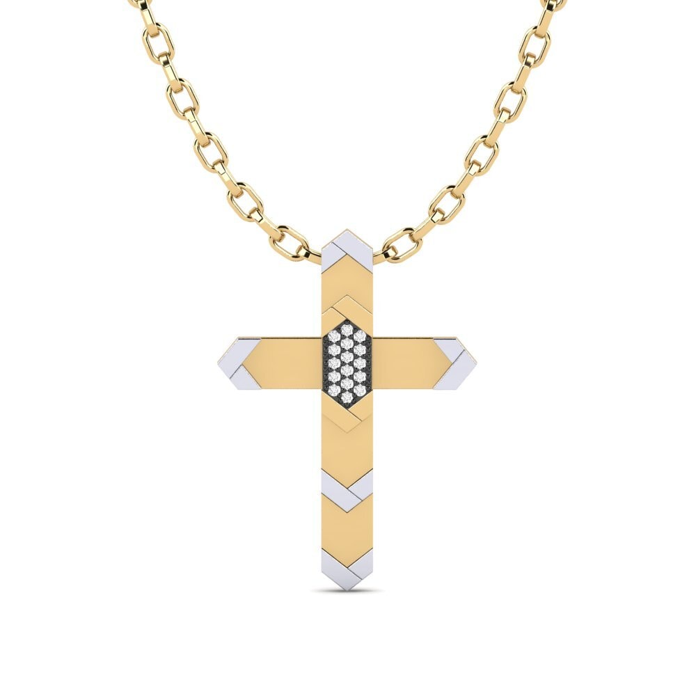 9k Oro Amarillo & Blanco Colgante para hombre Skopelou