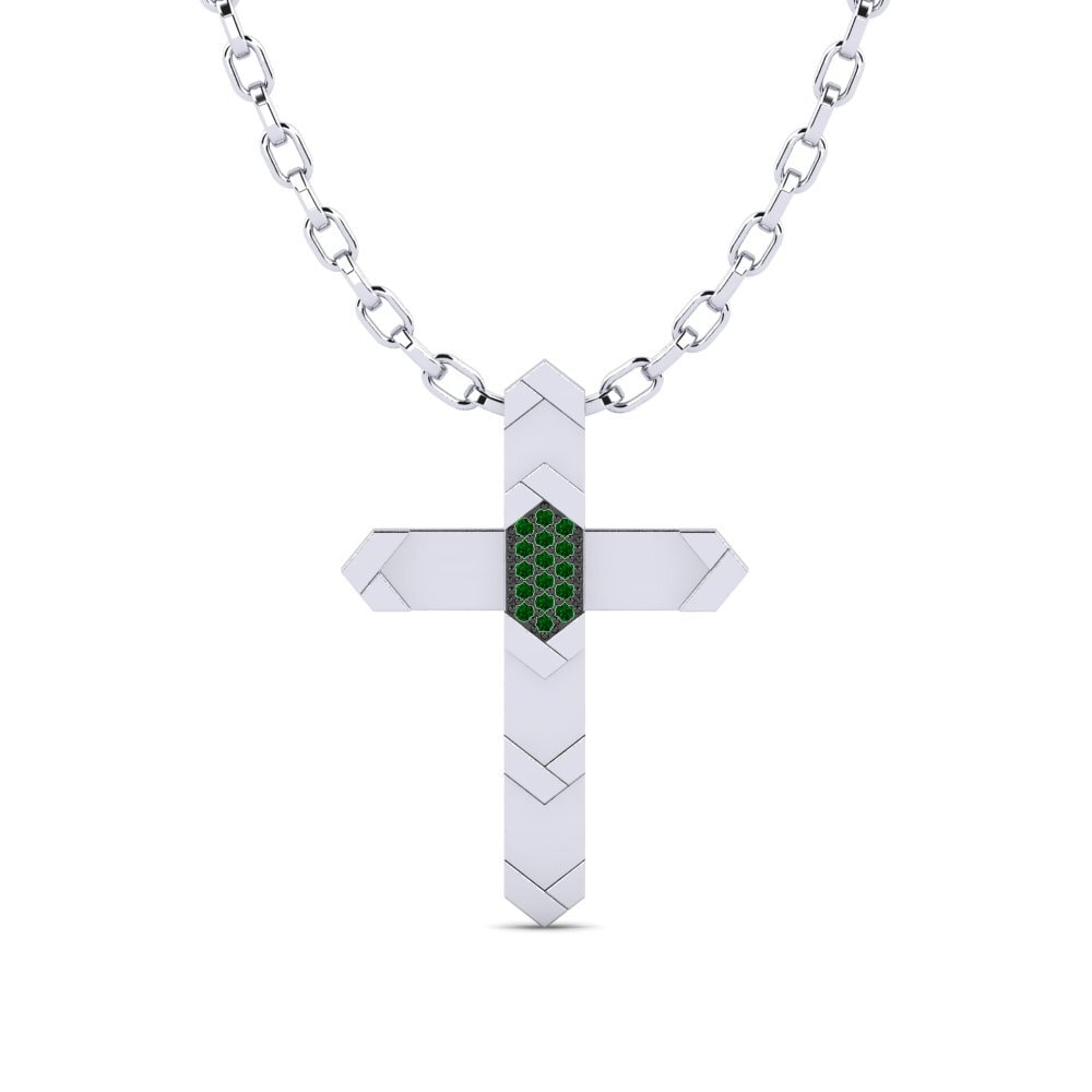 Platino 950 Circonita Verde Colgante para hombre Skopelou