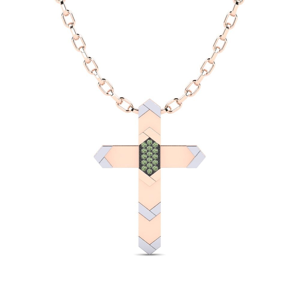 14K Rood & Wit Goud Groene Diamant Heren hanger Skopelou