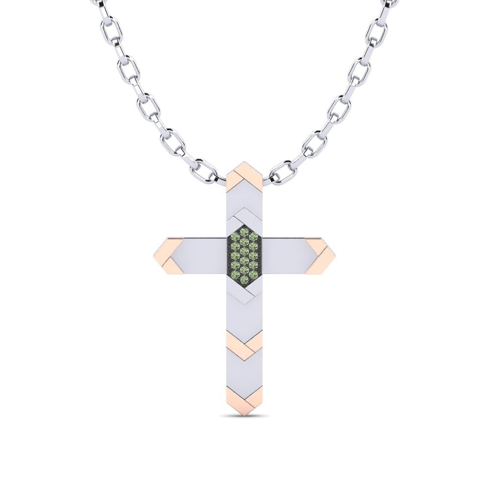 14K Wit & Rood Goud Groene Diamant Heren hanger Skopelou
