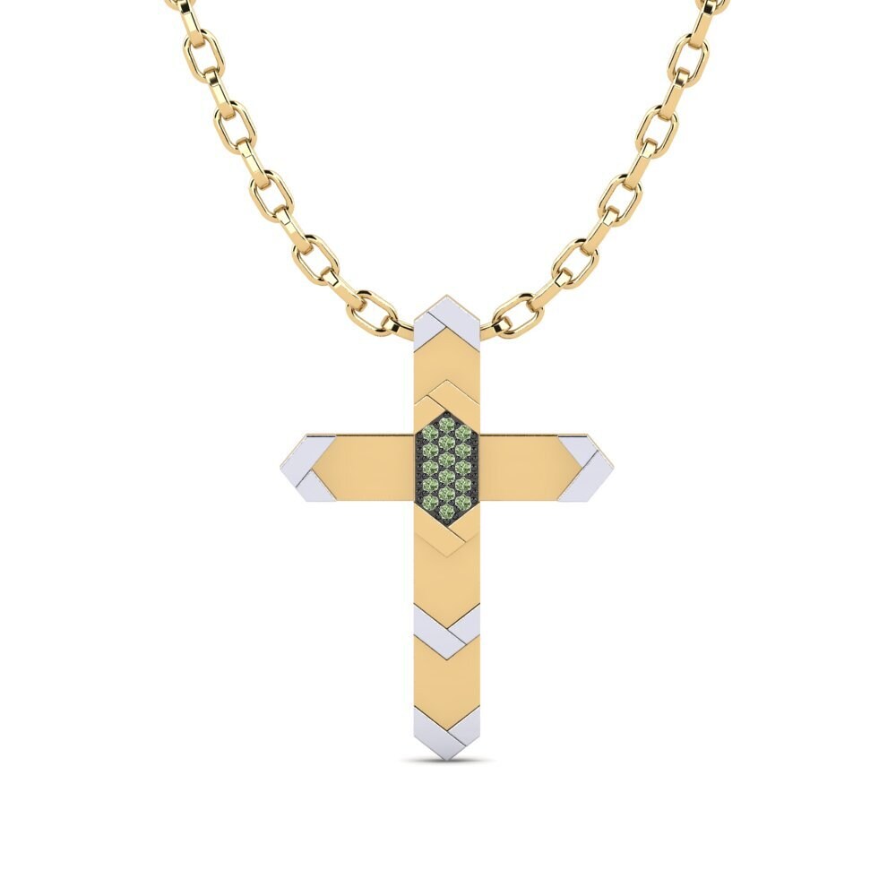 14K Geel & Wit Goud Groene Diamant Heren hanger Skopelou