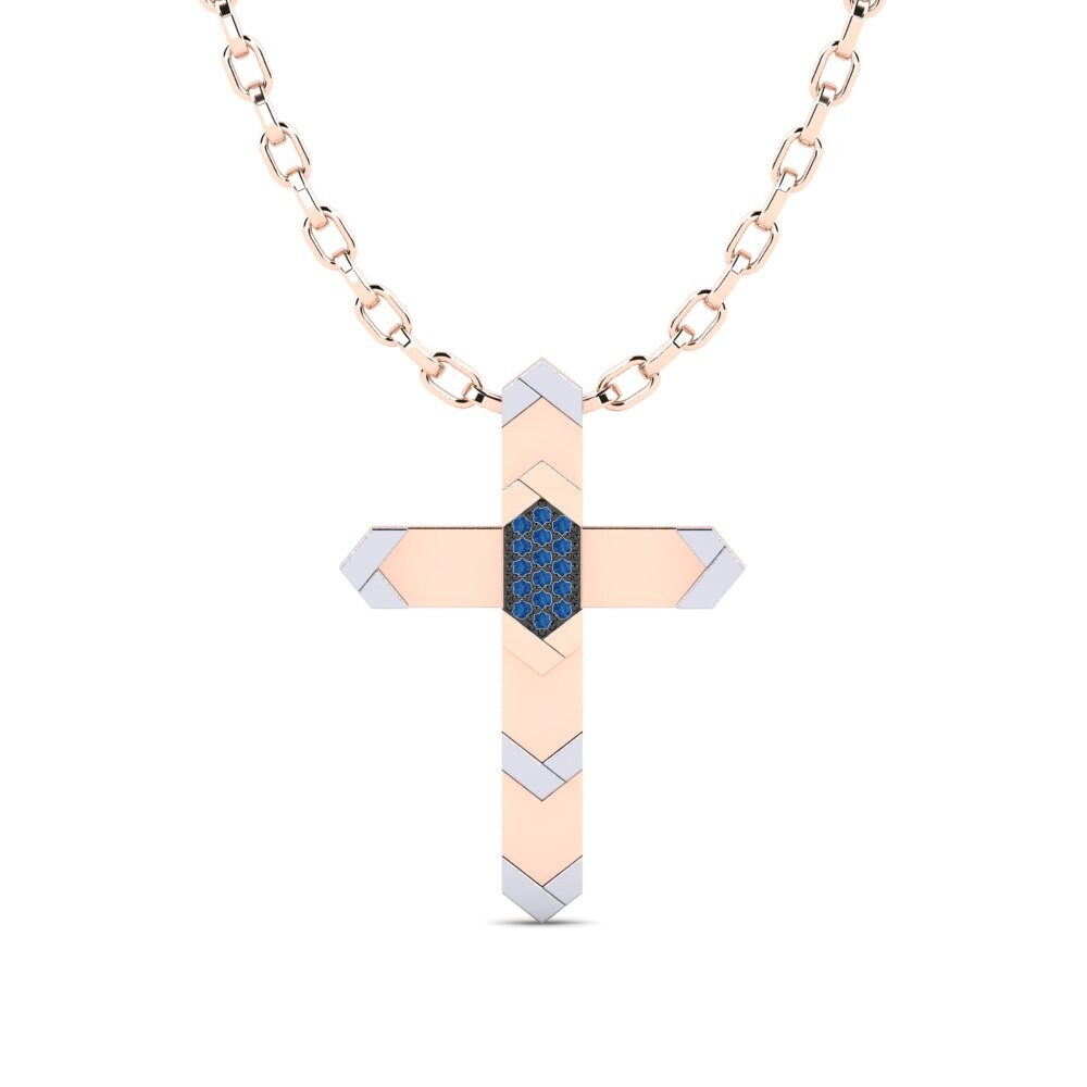 14K Rood & Wit Goud Donker Blauwe Zirkoon Heren hanger Skopelou