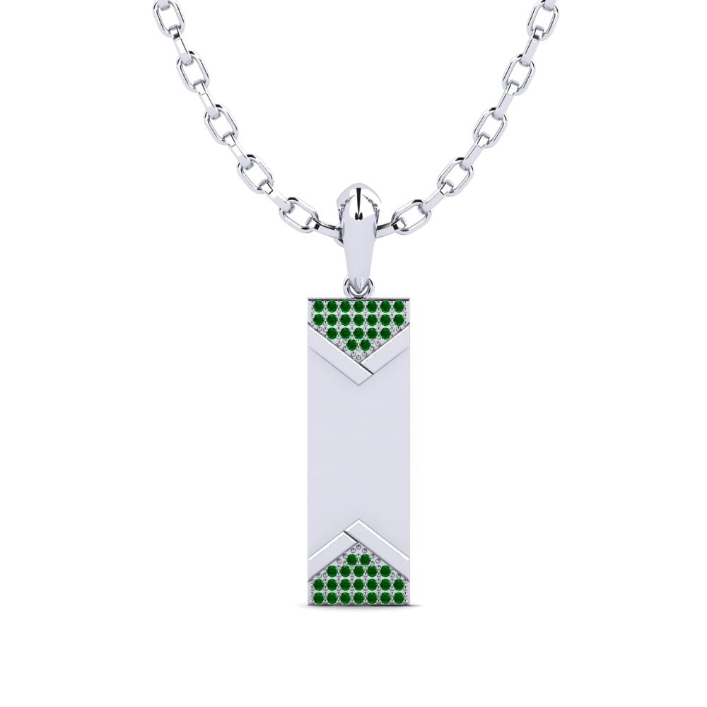 Platino 950 Circonita Verde Colgante para hombre Symias
