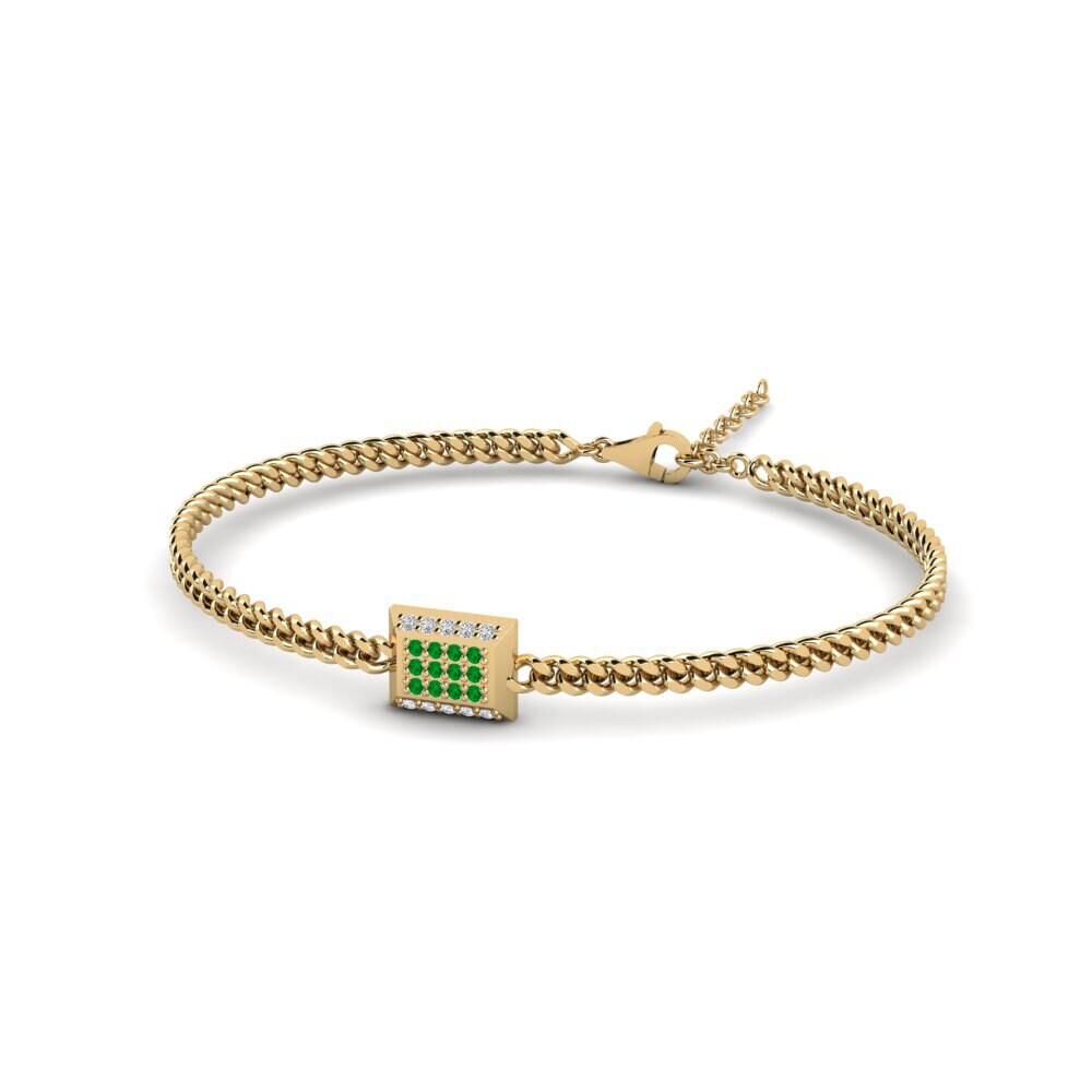14ct Yellow Gold Emerald Men's Bracelet Thursday