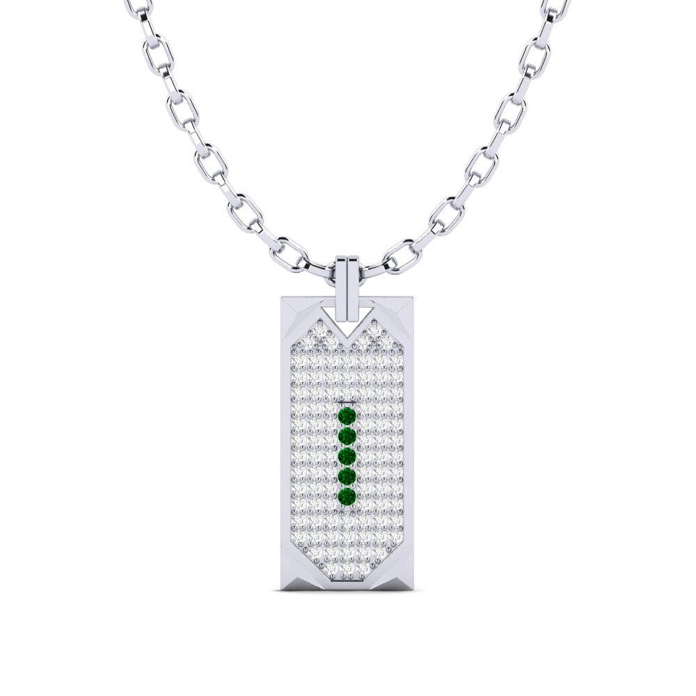 Platino 950 Circonita Verde Colgante para hombre Townsend
