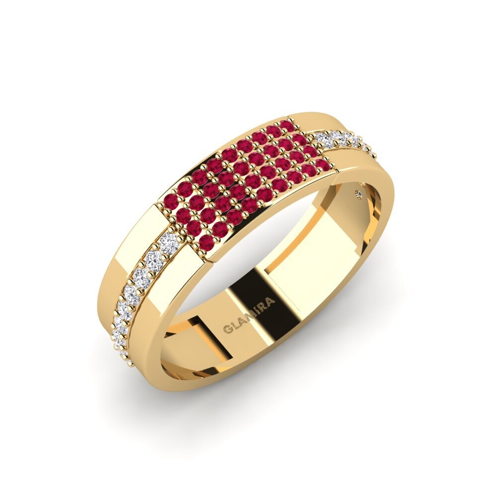 Oro Giallo 750 Rubino Anello da uomo Vlachou
