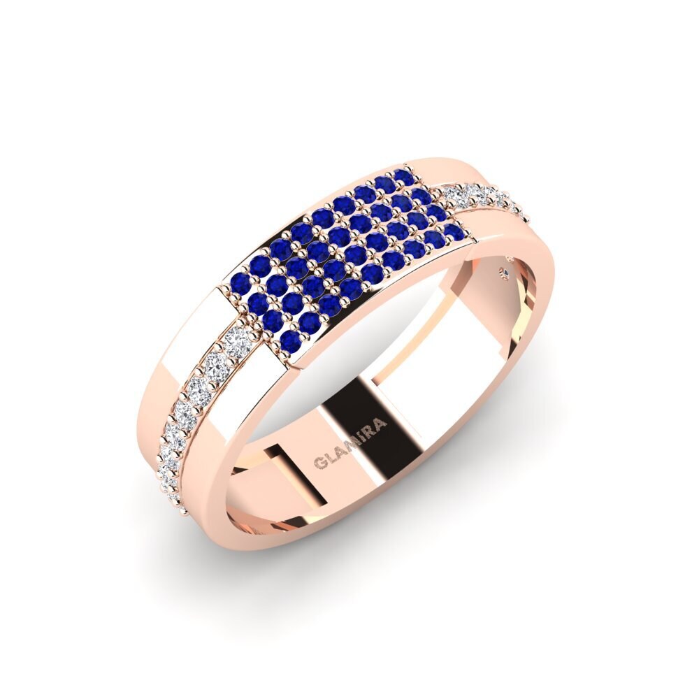Oro Rosso 585 Zaffiro Anello da uomo Vlachou