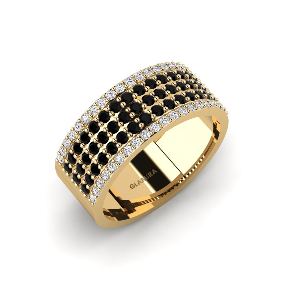 Oro Giallo 375 Zaffiro Nero Anello da uomo Zonis