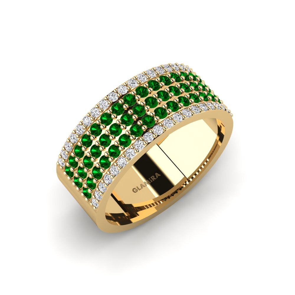 Oro Giallo 750 Zircone Verde Anello da uomo Zonis