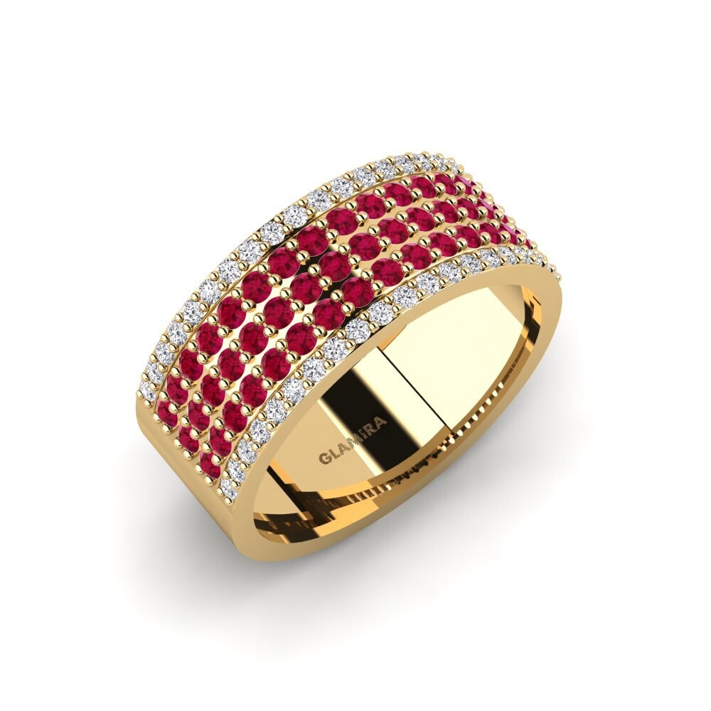 Oro Giallo 750 Rubino Anello da uomo Zonis