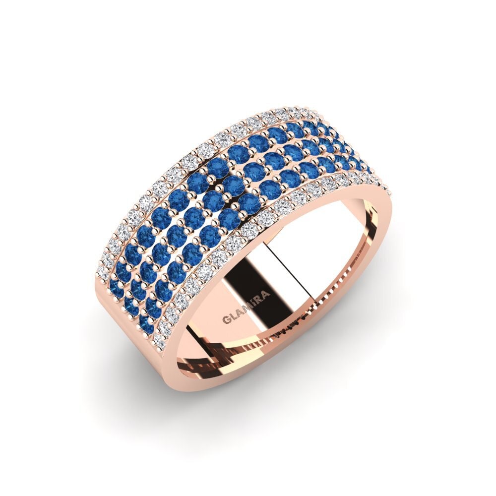 Oro Rosso 585 Zircone Blu Scuro Anello da uomo Zonis