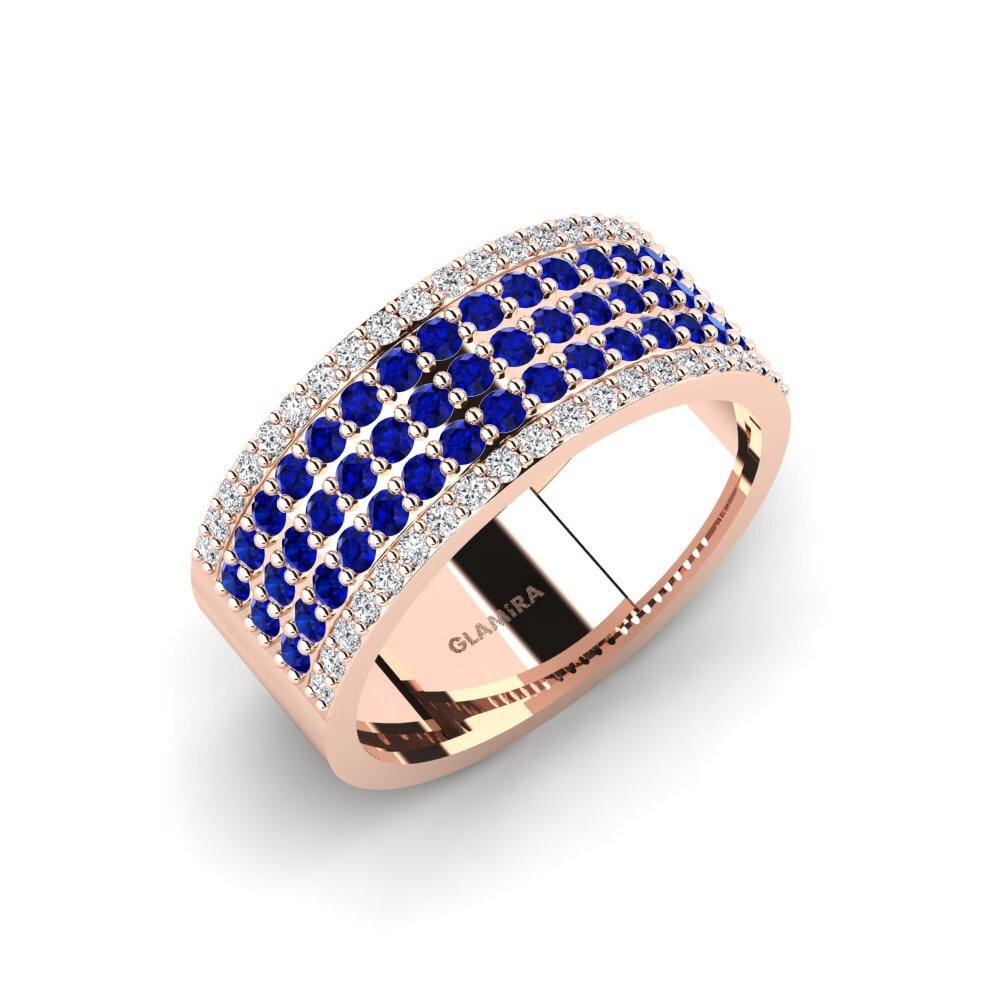 Oro Rosso 585 Zaffiro Anello da uomo Zonis